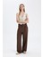 Klasik Kumaş Pantolon Wide Leg Geniş Bol Paça Fleto Cepli Yüksek Bel Standart Boy Basic Düz D8150AX24AU 2