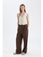 Klasik Kumaş Pantolon Wide Leg Geniş Bol Paça Fleto Cepli Yüksek Bel Standart Boy Basic Düz D8150AX24AU 3