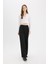 Klasik Kumaş Pantolon Wide Leg Geniş Bol Paça Fleto Cepli Yüksek Bel Standart Boy Basic Düz D8150AX24AU 3