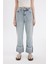 Straight Fit Yüksek Bel Katlamalı Paça Bilek Boy Jean Yıkamalı Pantolon D0327AX24HS 5