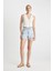 Mom Fit Yüksek Bel Paça Ucu Kesik Jean Şort C0680AX24HS 3