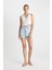 Mom Fit Yüksek Bel Paça Ucu Kesik Jean Şort C0680AX24HS 4