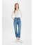 Mary Vintage Straight Fit Yüksek Bel Paça Ucu Kesik Bilek Boy Jean Yıkamalı Pantolon C7367AX24AU 3