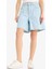 Yüksek Bel Yumuşak Jean Bermuda Şort E0960AX25SM 4