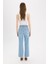 Straight Fit Yüksek Bel Bilek Boy Jean Yıkamalı Pantolon E3191AX25SP 7