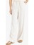 Keten Karışımlı Palazzo Pantolon Wide Leg Geniş Bol Paça Üç Cepli Normal Bel Basic Düz Standart Boy C4545AX25SP 3