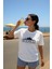 Kadın %100 Pamuk Bodrum Baskılı Kısa Kollu Beyaz T-Shirt 1