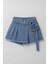 Kadın Yüksek Bel Kemerli Jean Şort Etek 2
