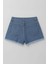 Kadın Yüksek Bel Kemerli Jean Şort Etek 3