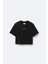 Kadın Crop Black T-Shirt M 1