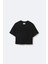 Kadın Crop Black T-Shirt M 2