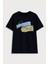 Kadın %100 Pamuk Bisiklet Yaka Baskılı Lacivert T-Shirt 1