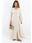 Prive Kadın Plain Bej %100 Viskon Maksi Boy Cepli Yazlık Uzun Elbise 3