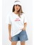 Kadın Just Be Geniş Kesim %100 Pamuk Beyaz T-Shirt 3