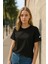Kadın Bisiklet Yaka Basic Düz Kısa Kollu T-Shirt 1