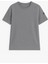 Kadın Bisiklet Yaka Basic Düz Kısa Kollu Gri T-Shirt 2