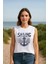 Kadın Bisiklet Yaka Baskılı Beyaz Kolsuz T-Shirt 1