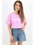 Kadın Motto Yazılı Oversize %100 Pamuk Uzun Pembe T-Shirt 7