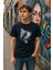 Erkek %100 Pamuk Bisiklet Yaka Yazı Baskılı T-Shirt 1
