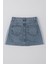 Yüksek Bel Püsküllü Mini Jean Etek 2