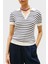 Pamuklu Regular Fit Düğmeli Polo Yaka Çizgili Kısa Kollu Kazak Bayan Kazak WW0WW41474 0fg 1