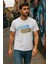 Erkek %100 Pamuk Bisiklet Yaka Baskılı Lacivert T-Shirt 1