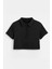 Kadın Polo Yaka Fermuarlı Crop T-Shirt 1