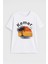 Kadın Bisiklet Yaka %100 Pamuk Kemer Baskılı Kısa Kollu T-Shirt 2