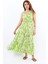 Kadın Santorini Bel Lastikli Yeşil Viskon Elbise 1