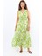 Kadın Santorini Bel Lastikli Yeşil Viskon Elbise 2