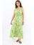 Kadın Santorini Bel Lastikli Yeşil Viskon Elbise 6