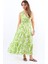 Kadın Santorini Bel Lastikli Yeşil Viskon Elbise 7
