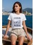 Kadın Bisiklet Yaka %100 Pamuk Bodrum Baskılı Kısa Kollu T-Shirt 1