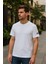 Erkek Bisiklet Yaka Basic Düz Kısa Kollu Gri T-Shirt 1