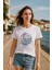 Kadın Bisiklet Yaka %100 Pamuk Ayvalık Baskılı Kısa Kollu T-Shirt 1