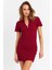 Kadın Bordo Fermuarlı Mini Elbise MOD2441 1