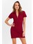 Kadın Bordo Fermuarlı Mini Elbise MOD2441 3