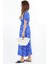 Kadın Aren Mavi Beyaz Midi Boy Viskon Elbise 2