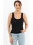 Kadın Cotton Premium Doku Siyah Pamuklu Basic Fitilli Atlet 3