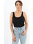 Kadın Cotton Premium Doku Siyah Pamuklu Basic Fitilli Atlet 4