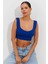 Kadın Saks Triko Crop Atlet YV118 1