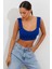 Kadın Saks Triko Crop Atlet YV118 4