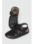 Siyah Cırtlı Erkek Sandalet Apella M0307 M 2