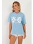 Kadın Mavi Baskılı T-Shirt AYD362 2