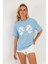 Kadın Mavi Baskılı T-Shirt AYD362 4
