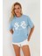Kadın Mavi Baskılı T-Shirt AYD362 5