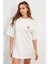 Kadın Beyaz Oversize Pijama T-Shirt TPG14 4