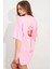 Kadın Pembe Oversize Pijama T-Shirt TPG14 5