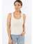 Kadın Cotton Premium Doku Krem Pamuklu Basic Fitilli Atlet 1