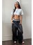 Kadın Beyaz Kayık Yaka Oversize Crop T-Shirt 7